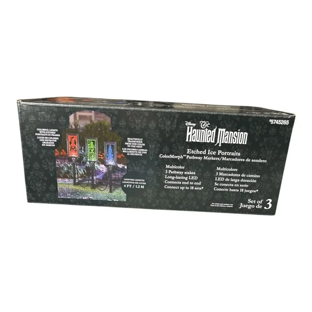 Disney Gemmy Haunted Mansion 3-Count LED Etched Portraits Pathway Marker Lights